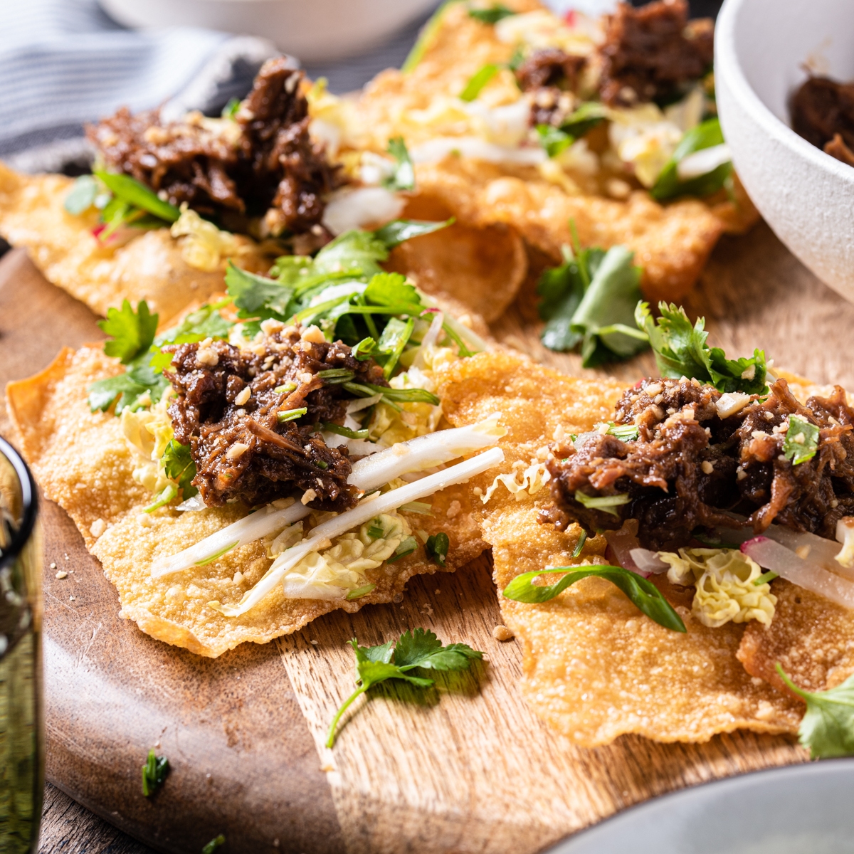 Asian pulled beef nachos